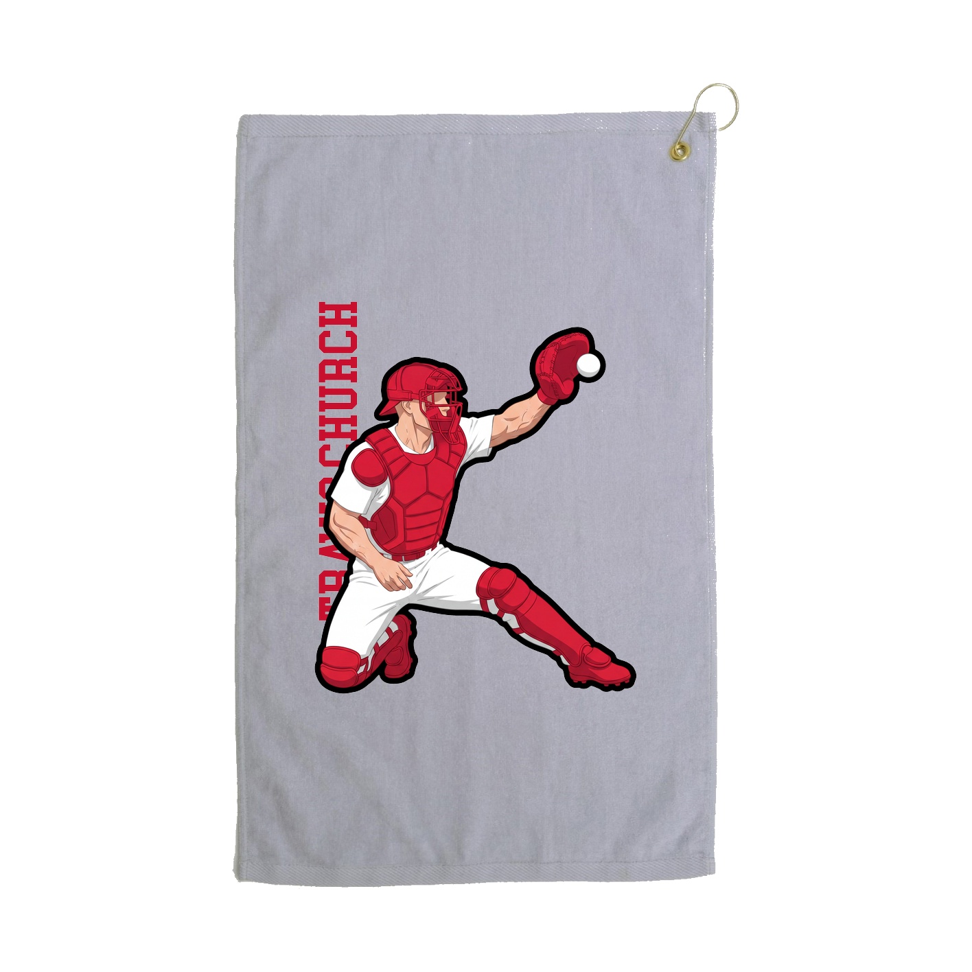 Golf Towel — Name Vertical in Grey