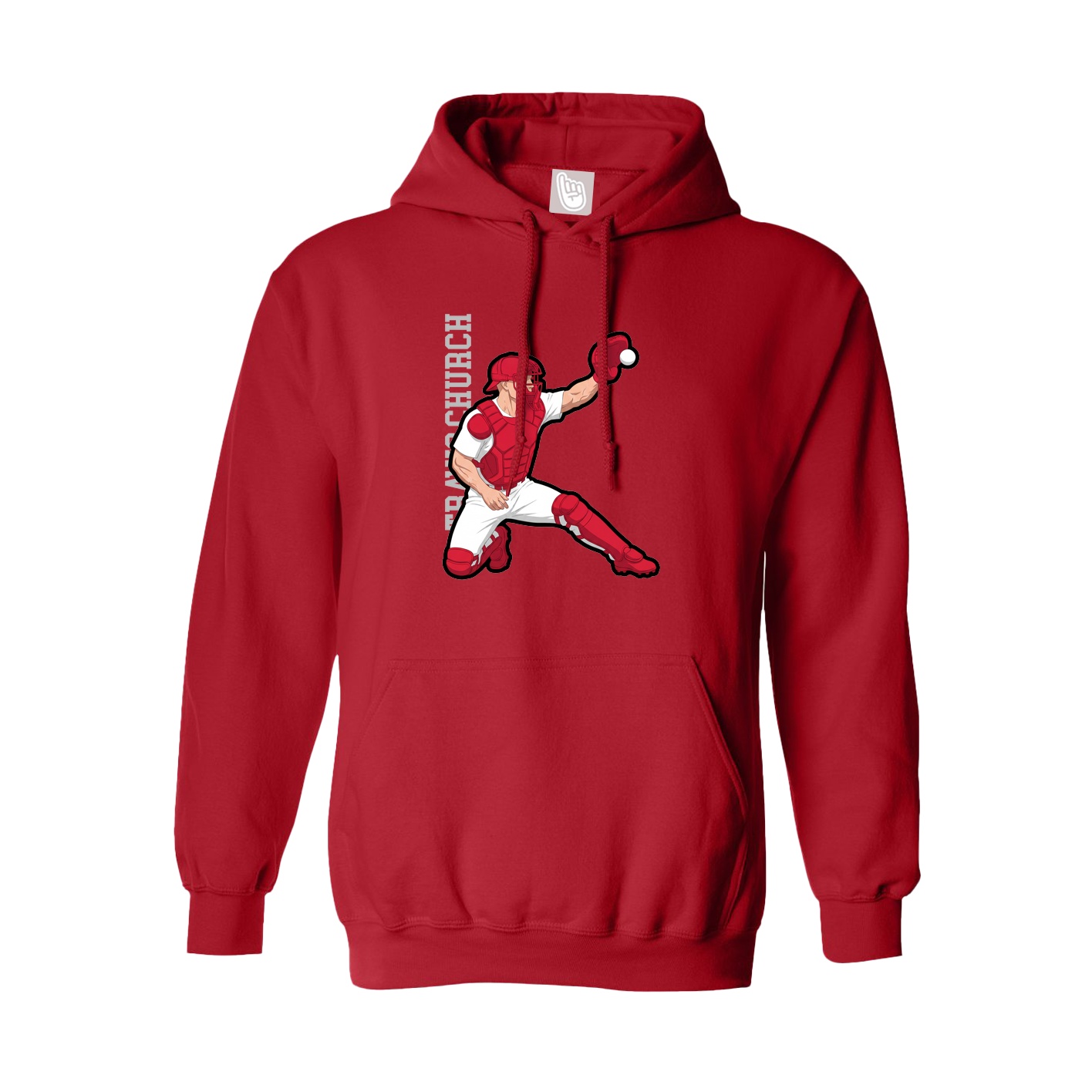 Youth Hoodie — Name Vertical in Red