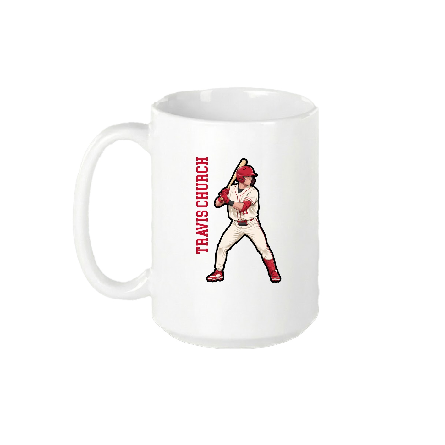 15oz Coffee Mug — Name Vertical in White