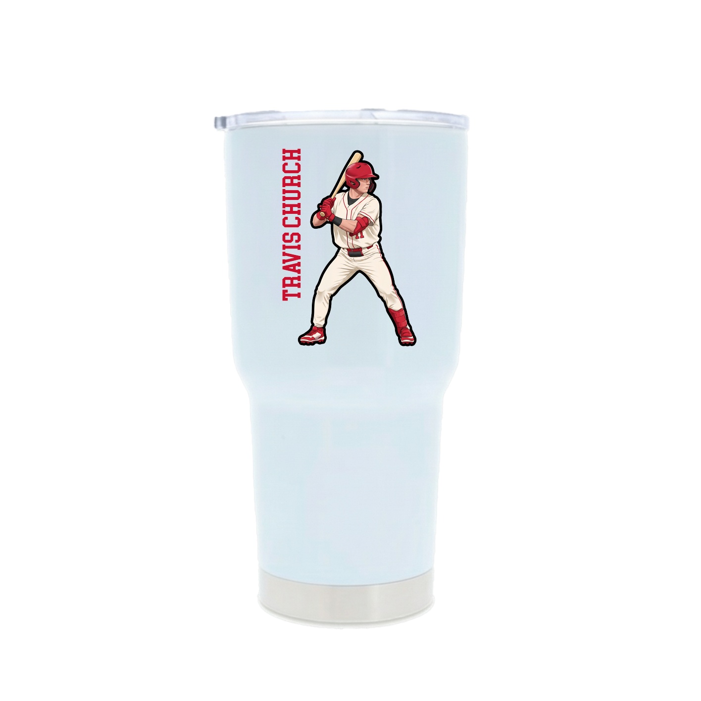 30oz Stainless Steel Tumbler — Name Vertical in White