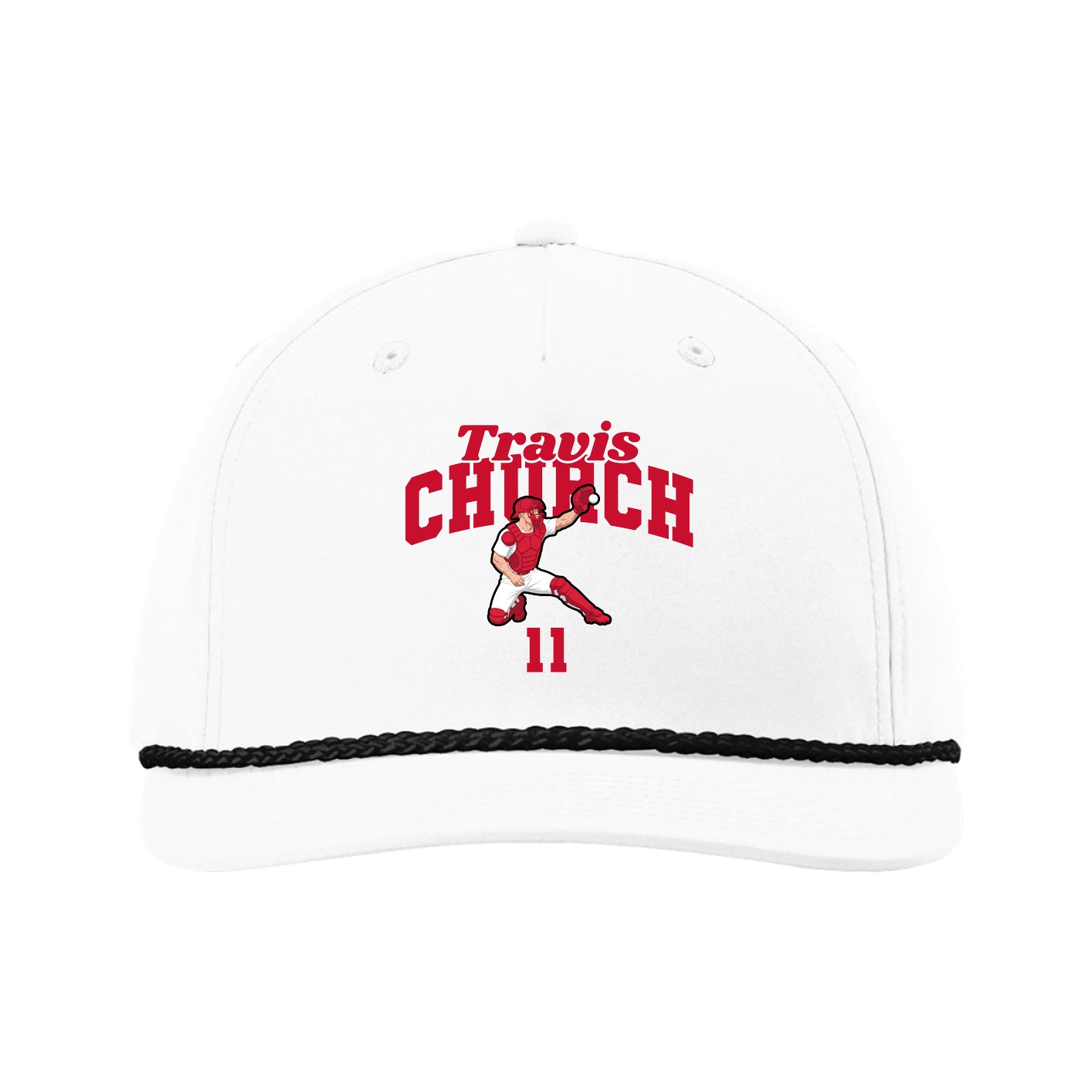 Five-Panel Classic Rope Cap — Signature Arch in White