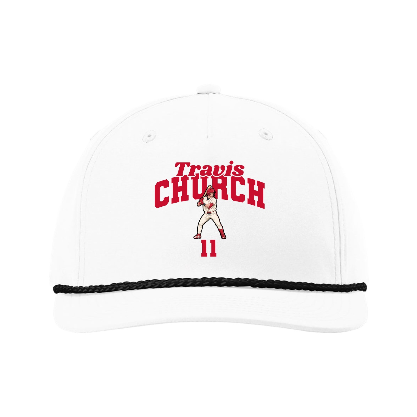 Five-Panel Classic Rope Cap — Signature Arch in White
