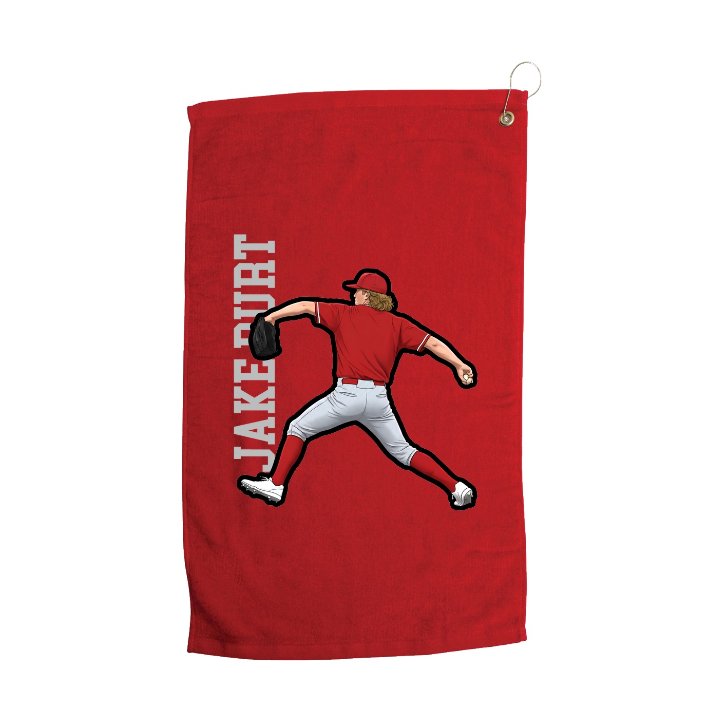 Golf Towel — Name Vertical in Red