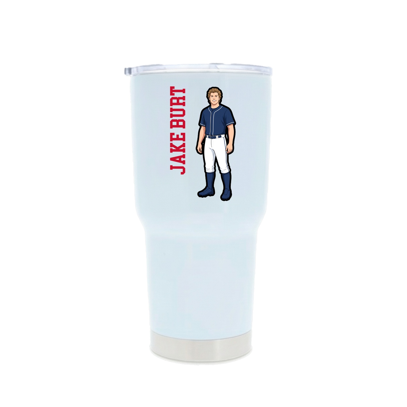 30oz Stainless Steel Tumbler — Name Vertical in White