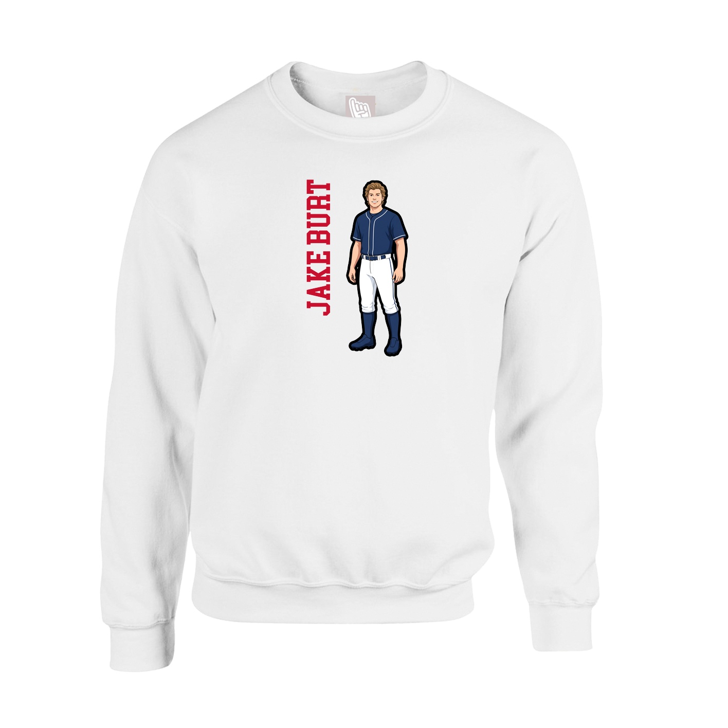 Fleece Crew — Name Vertical in White
