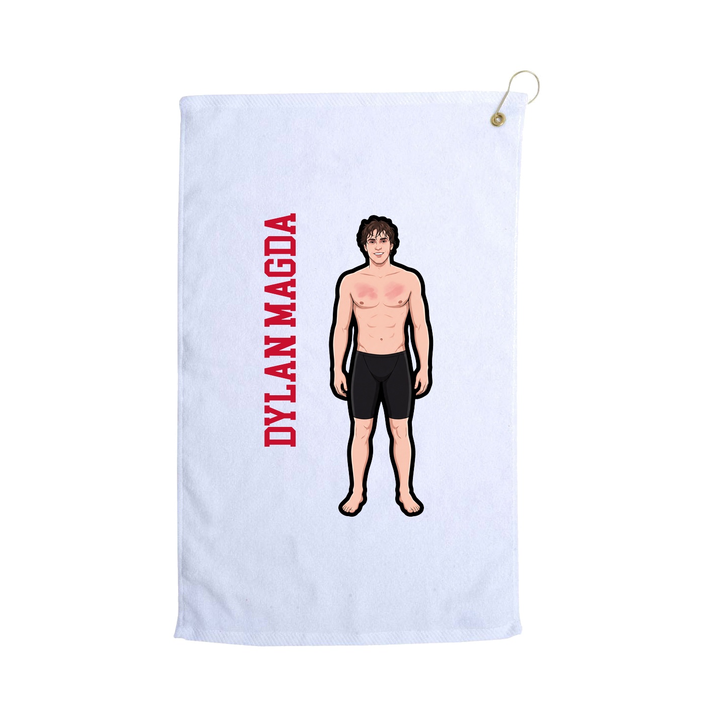 Golf Towel — Name Vertical in White