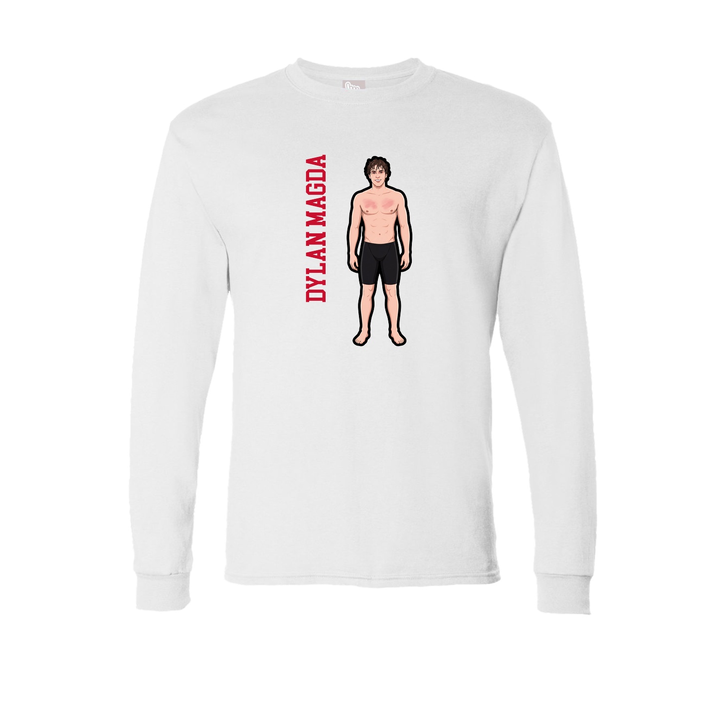 Long Sleeve Tee — Name Vertical in White