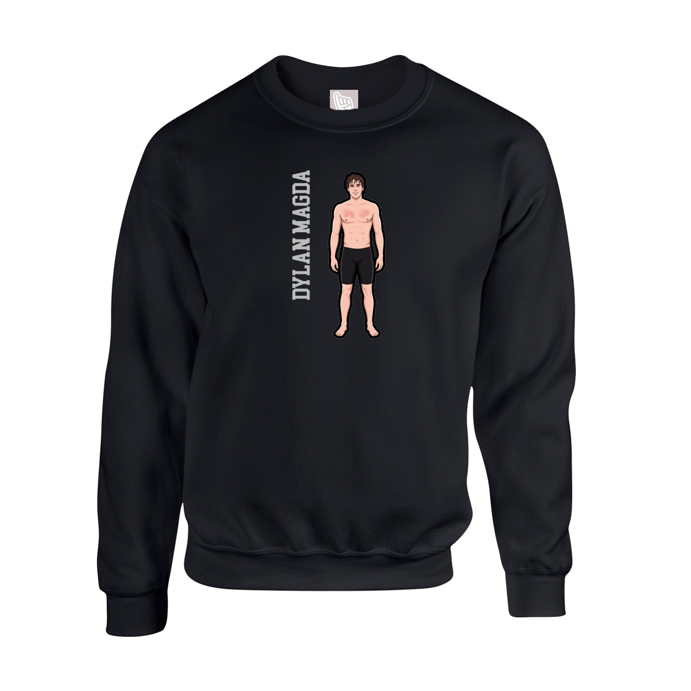 Fleece Crew — Name Vertical in Black