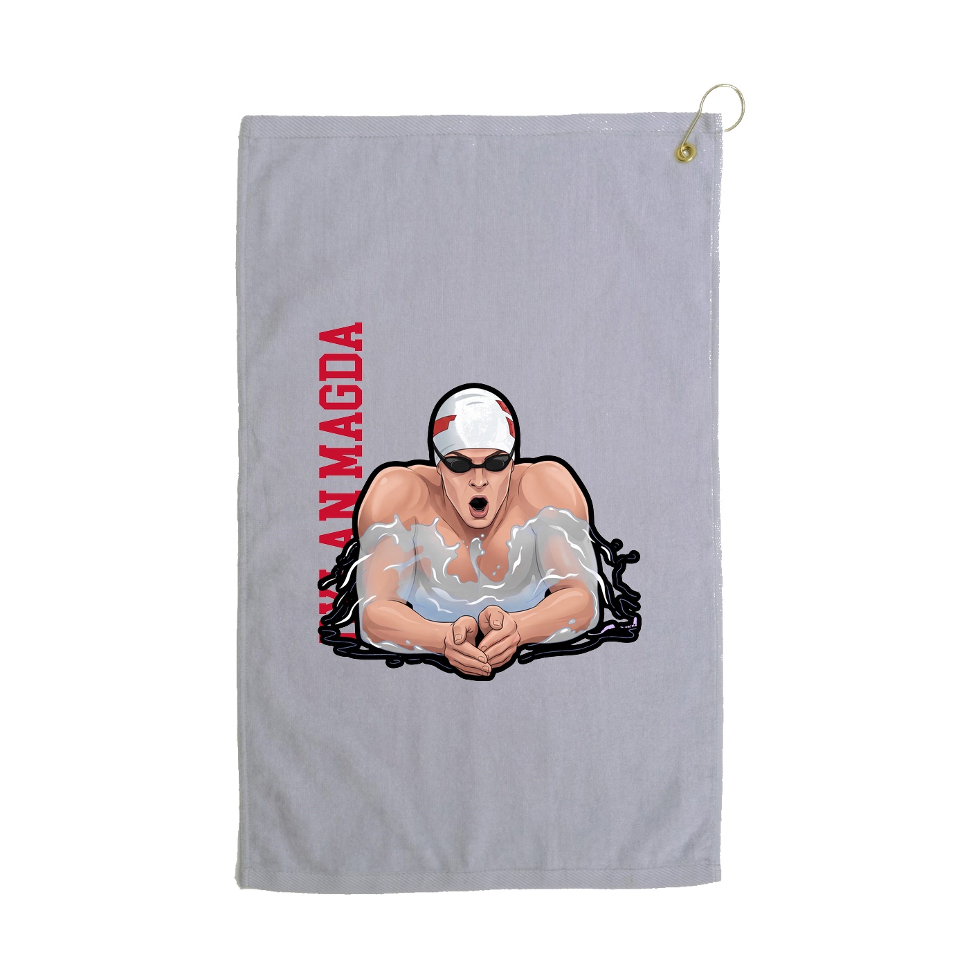 Golf Towel — Name Vertical in Grey
