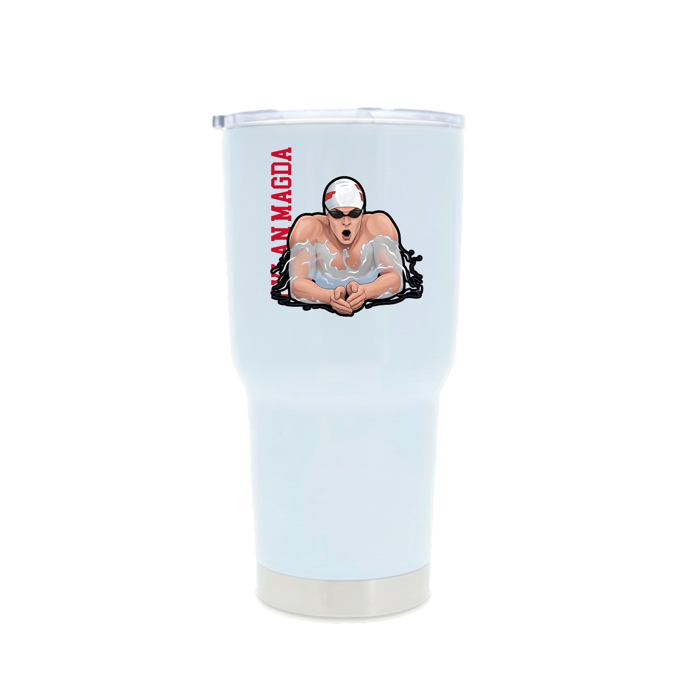 30oz Stainless Steel Tumbler — Name Vertical in White