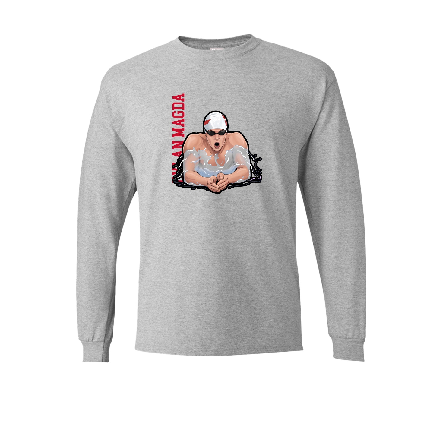 Long Sleeve Tee — Name Vertical in Grey