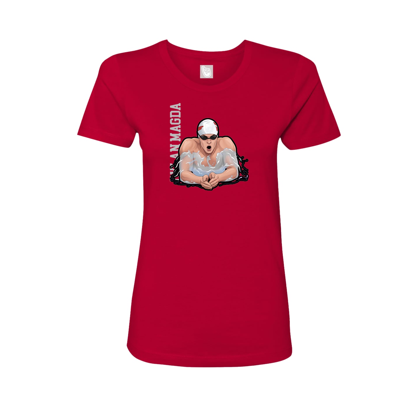 Fitted Women's Tee — Name Vertical in Red