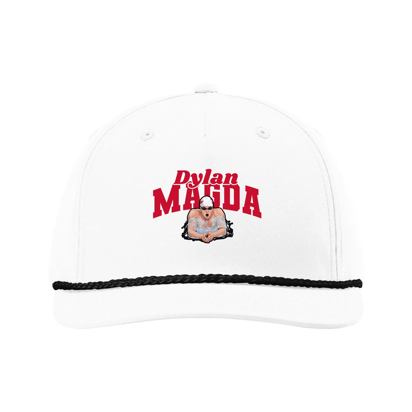 Five-Panel Classic Rope Cap — Signature Arch in White