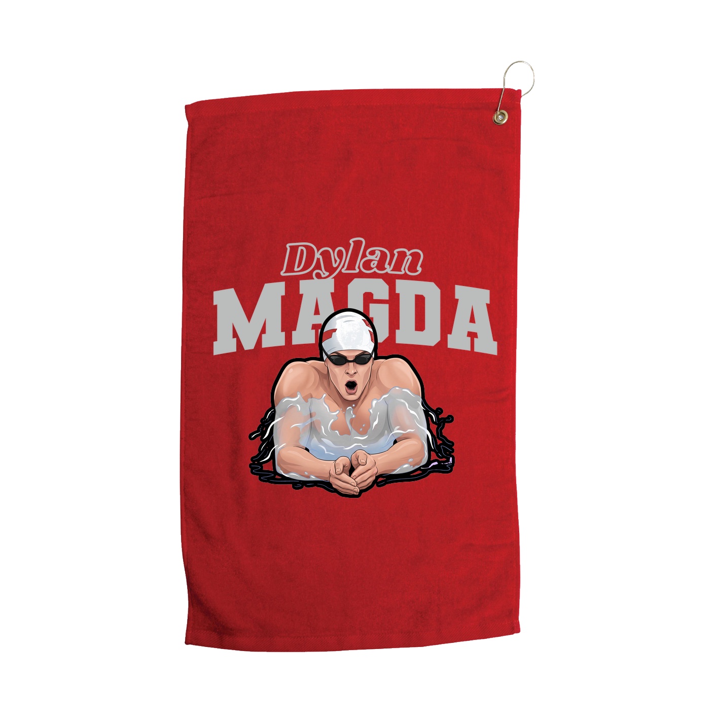 Golf Towel — Name Arch in Red