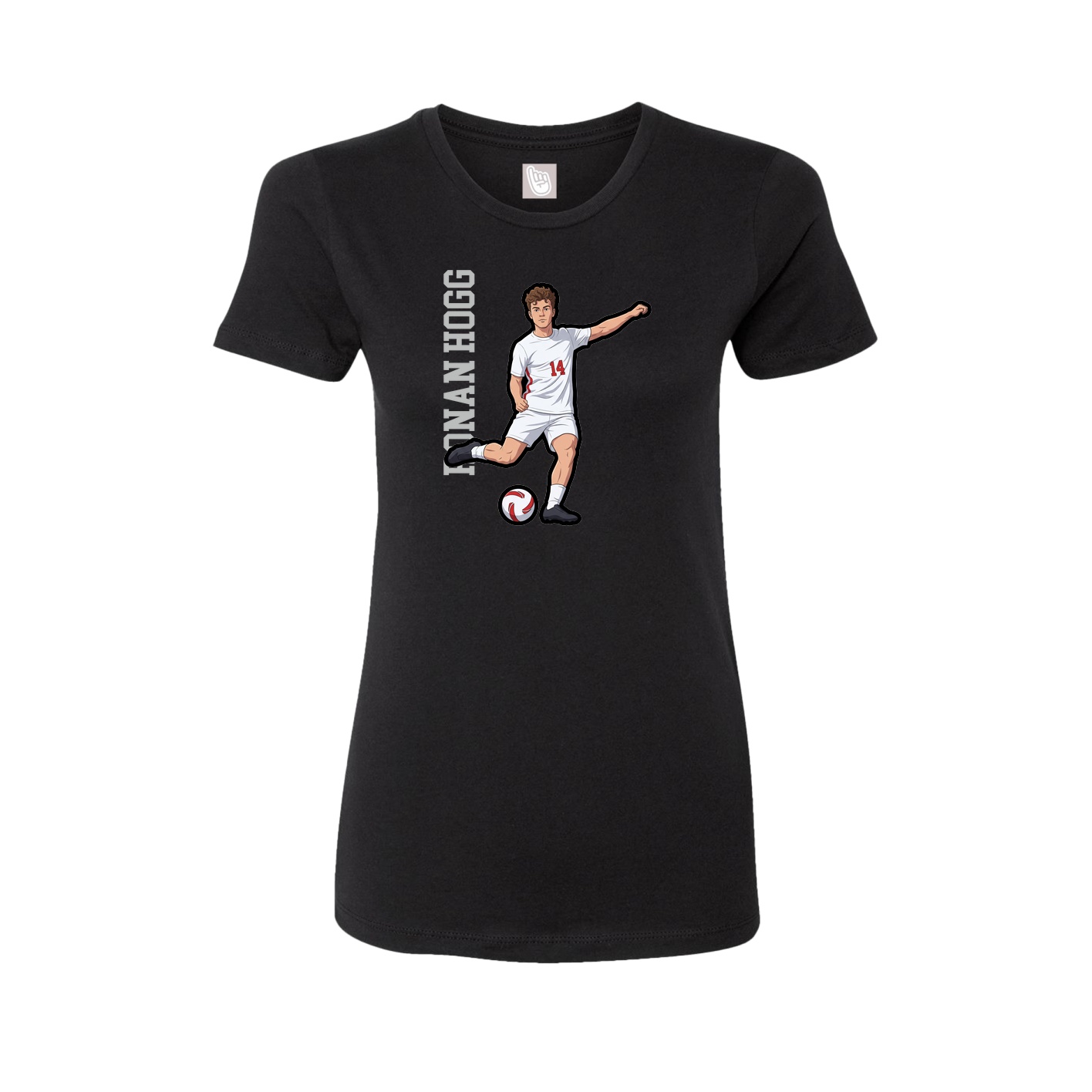 Fitted Women's Tee — Name Vertical in Black