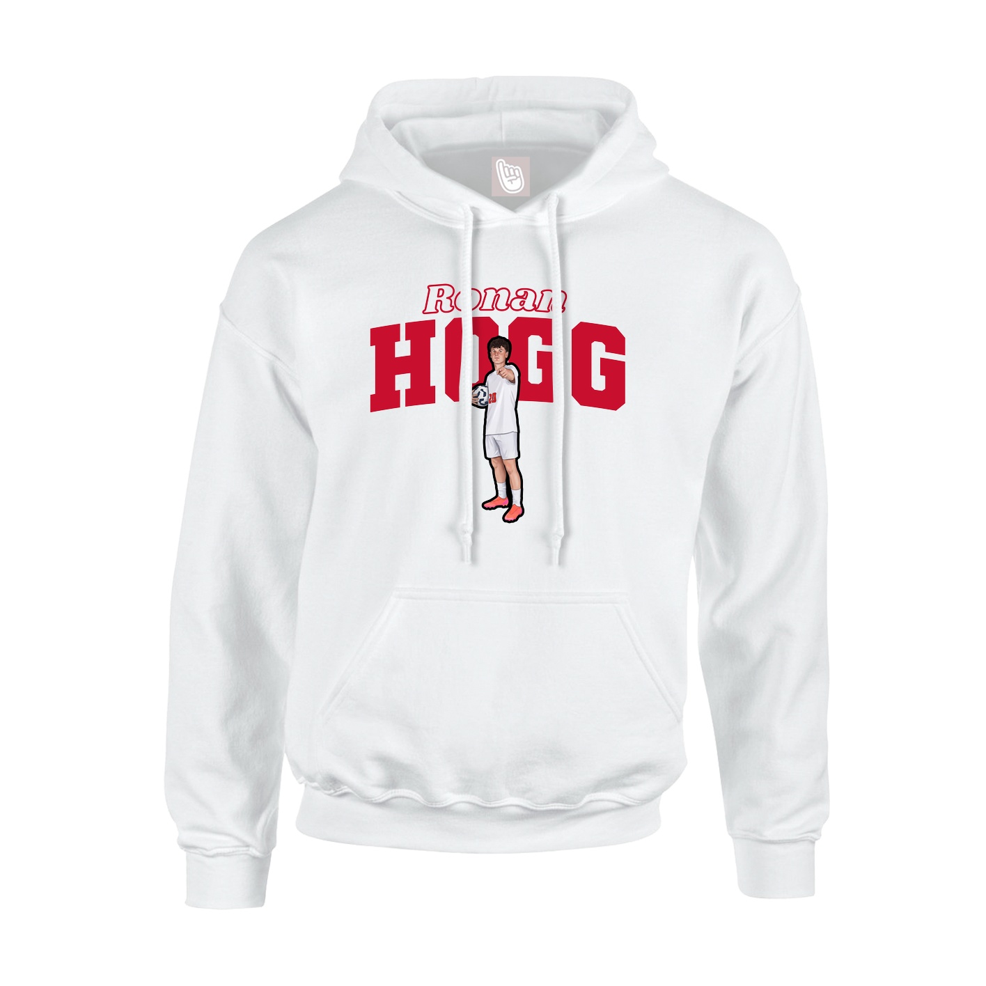 Youth Hoodie — Name Arch in White
