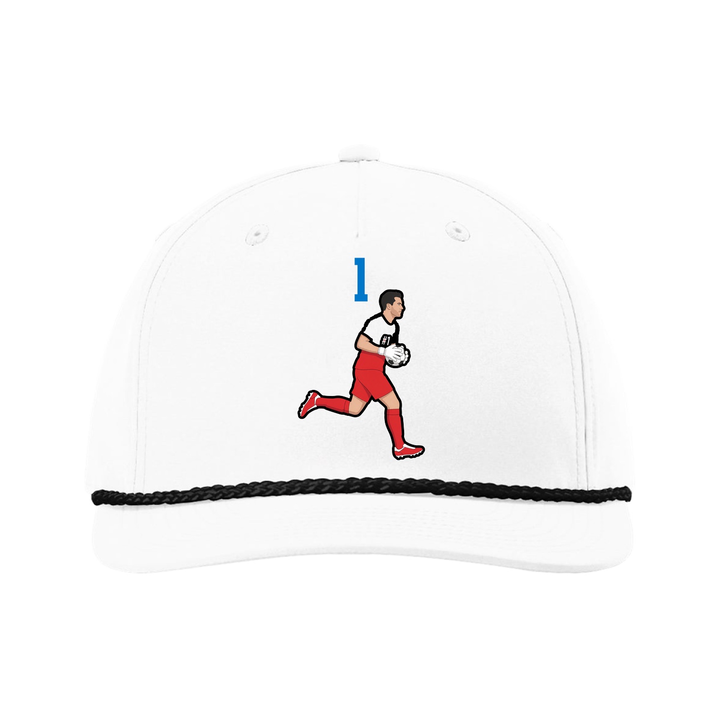Five-Panel Classic Rope Cap — Number Top in White