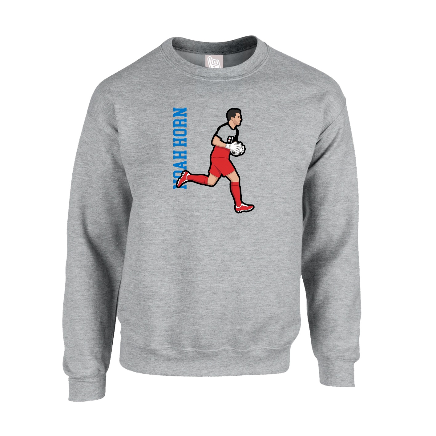 Fleece Crew — Name Vertical in Grey