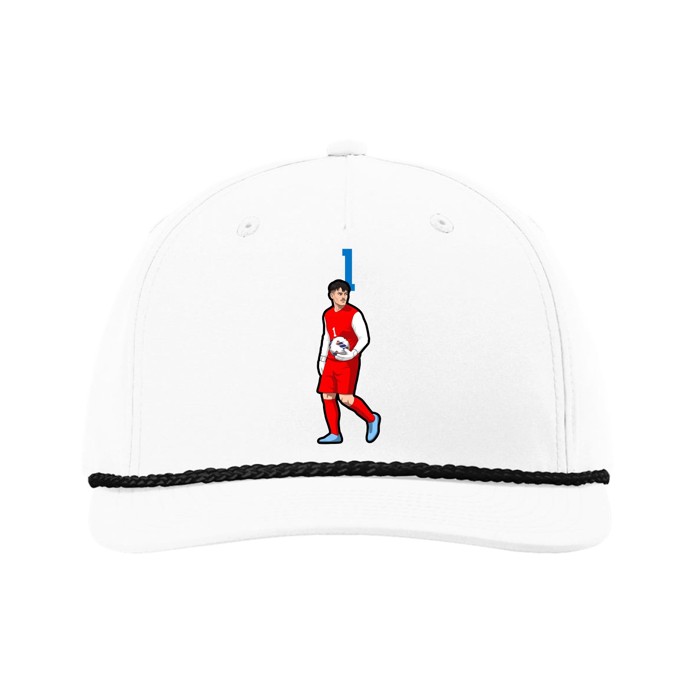 Five-Panel Classic Rope Cap — Number Top in White