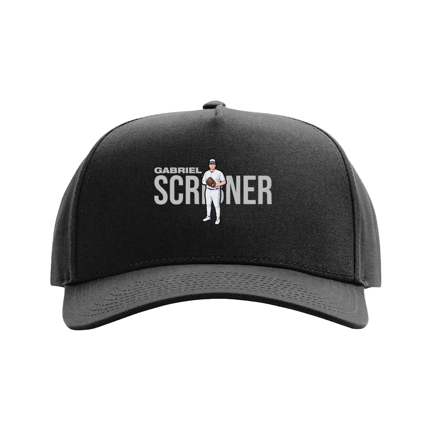 Full Fabric Five-Panel Champ Cap — Player Name in Black