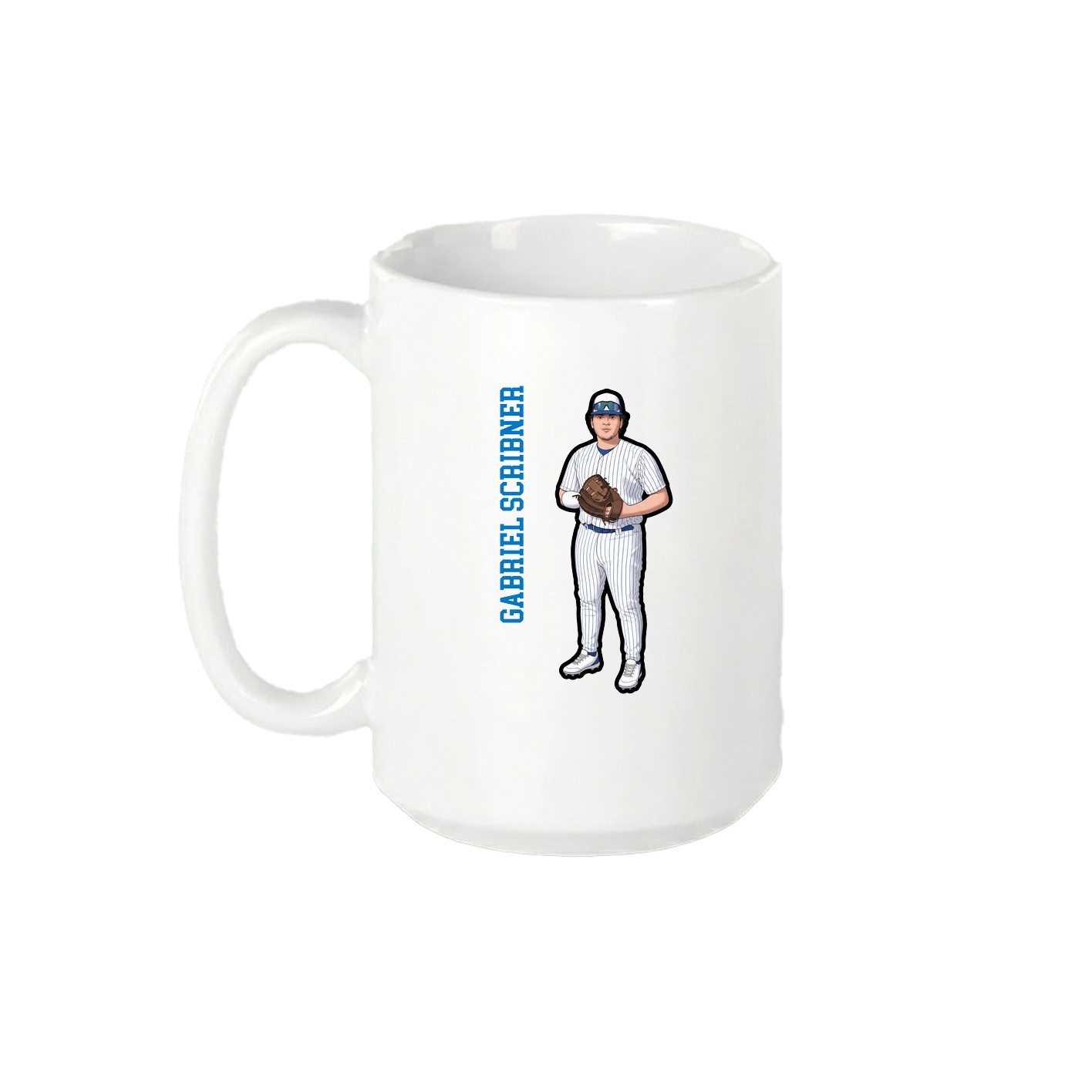 15oz Coffee Mug — Name Vertical in White