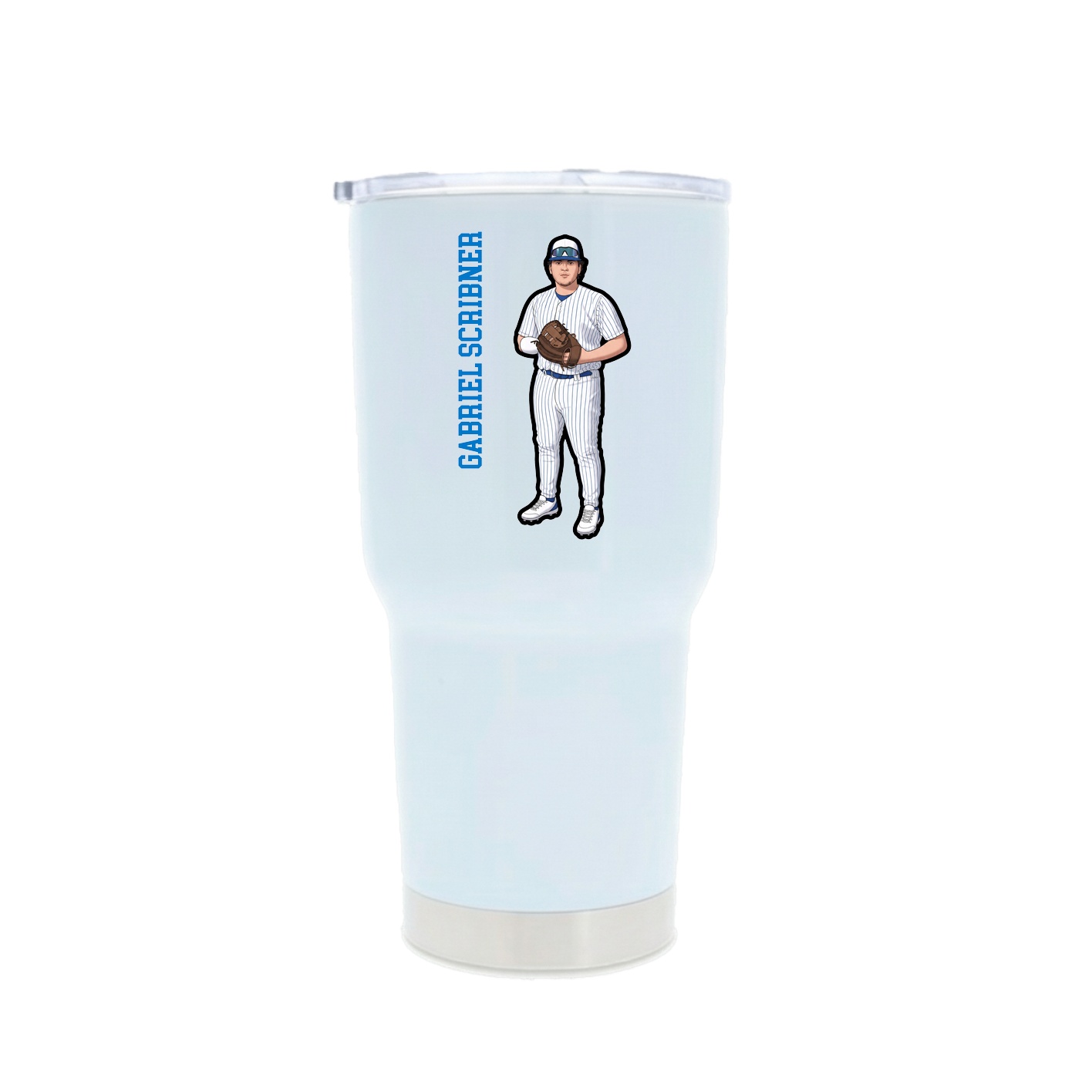 30oz Stainless Steel Tumbler — Name Vertical in White