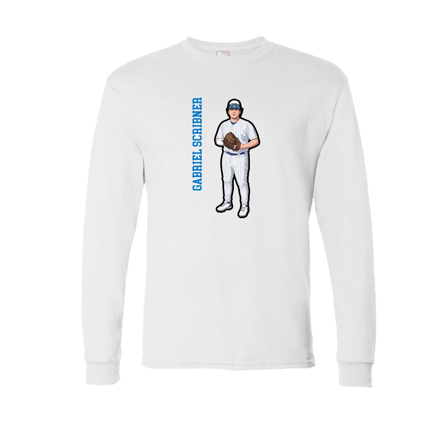 Long Sleeve Tee — Name Vertical in White