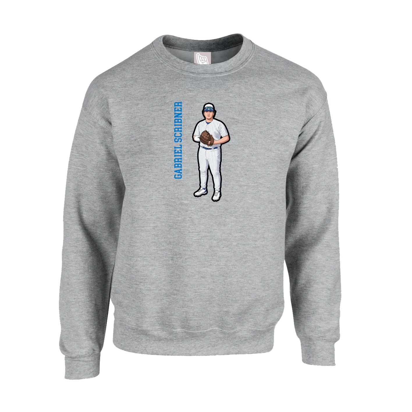 Fleece Crew — Name Vertical in Grey