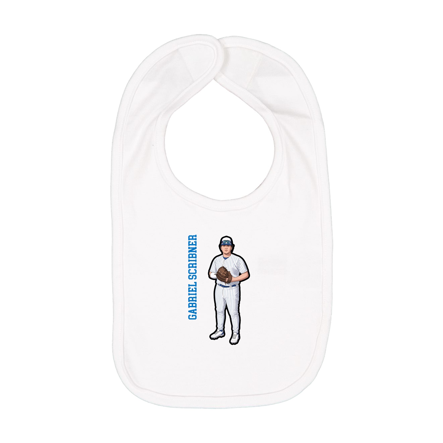 Infant Bib — Name Vertical in White