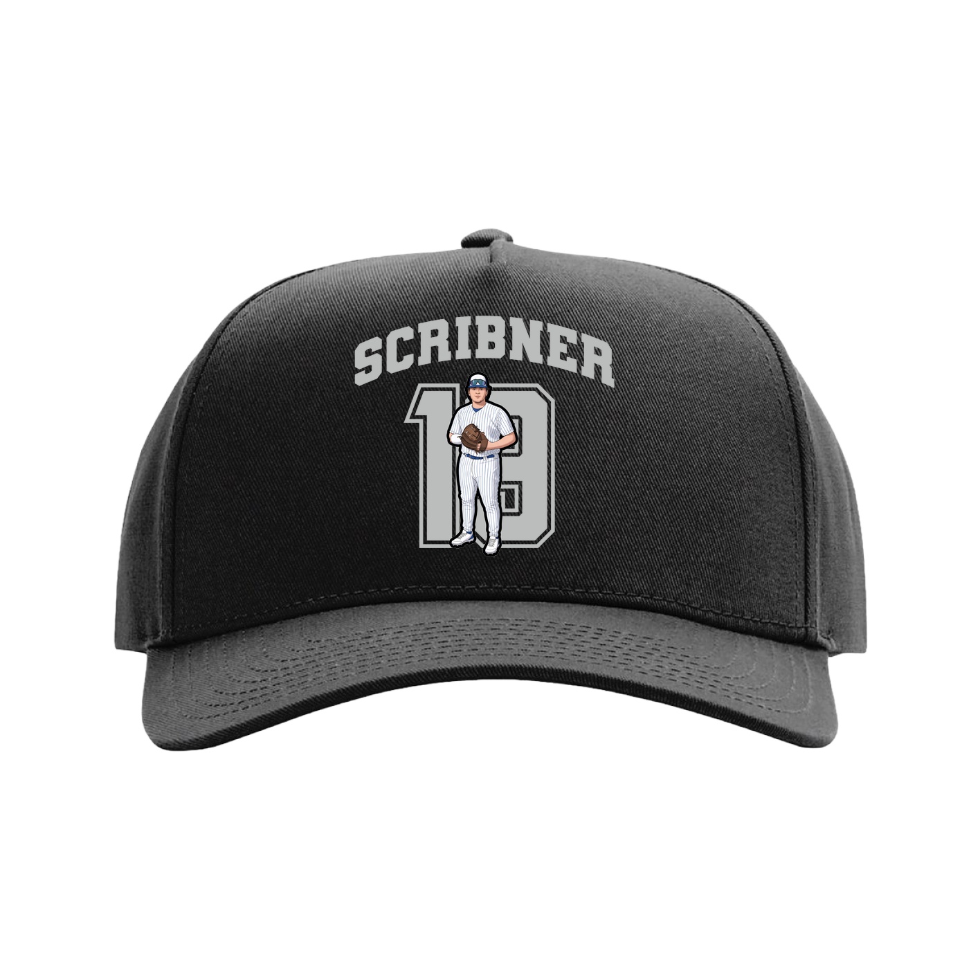 Full Fabric Five-Panel Champ Cap — Number in Black
