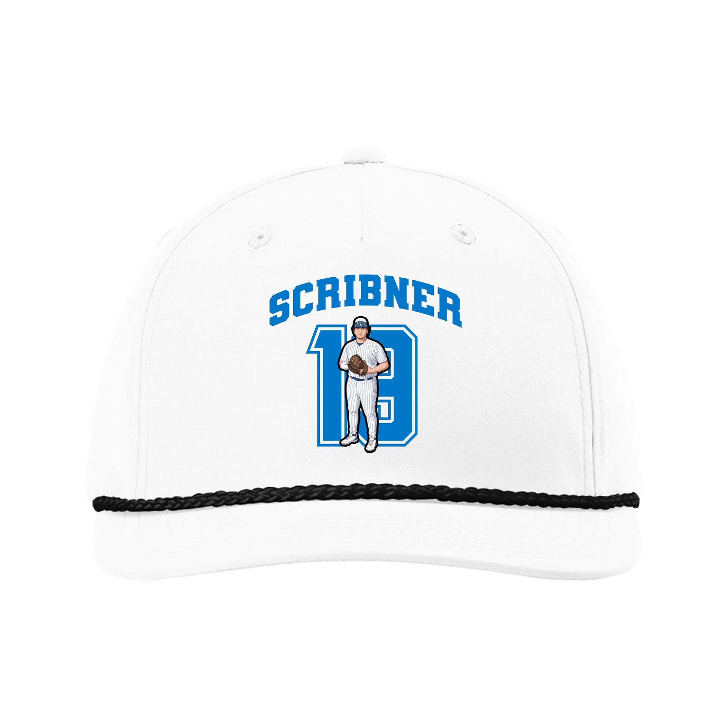 Five-Panel Classic Rope Cap — Number in White