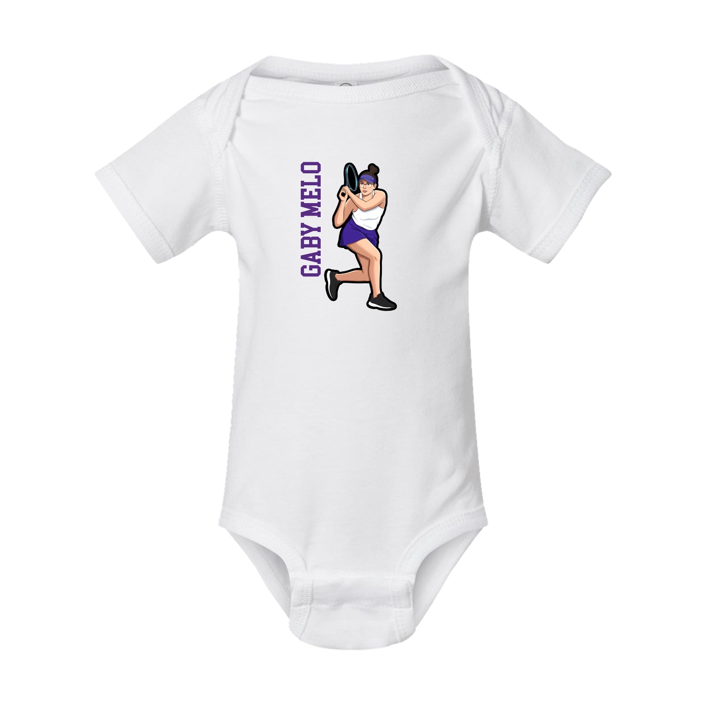 Baby Onesie — Name Vertical in White