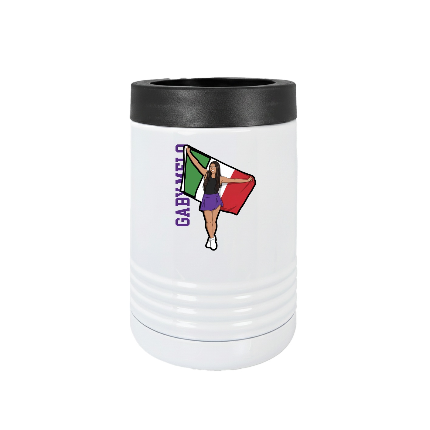 Beverage Holder — Name Vertical in White