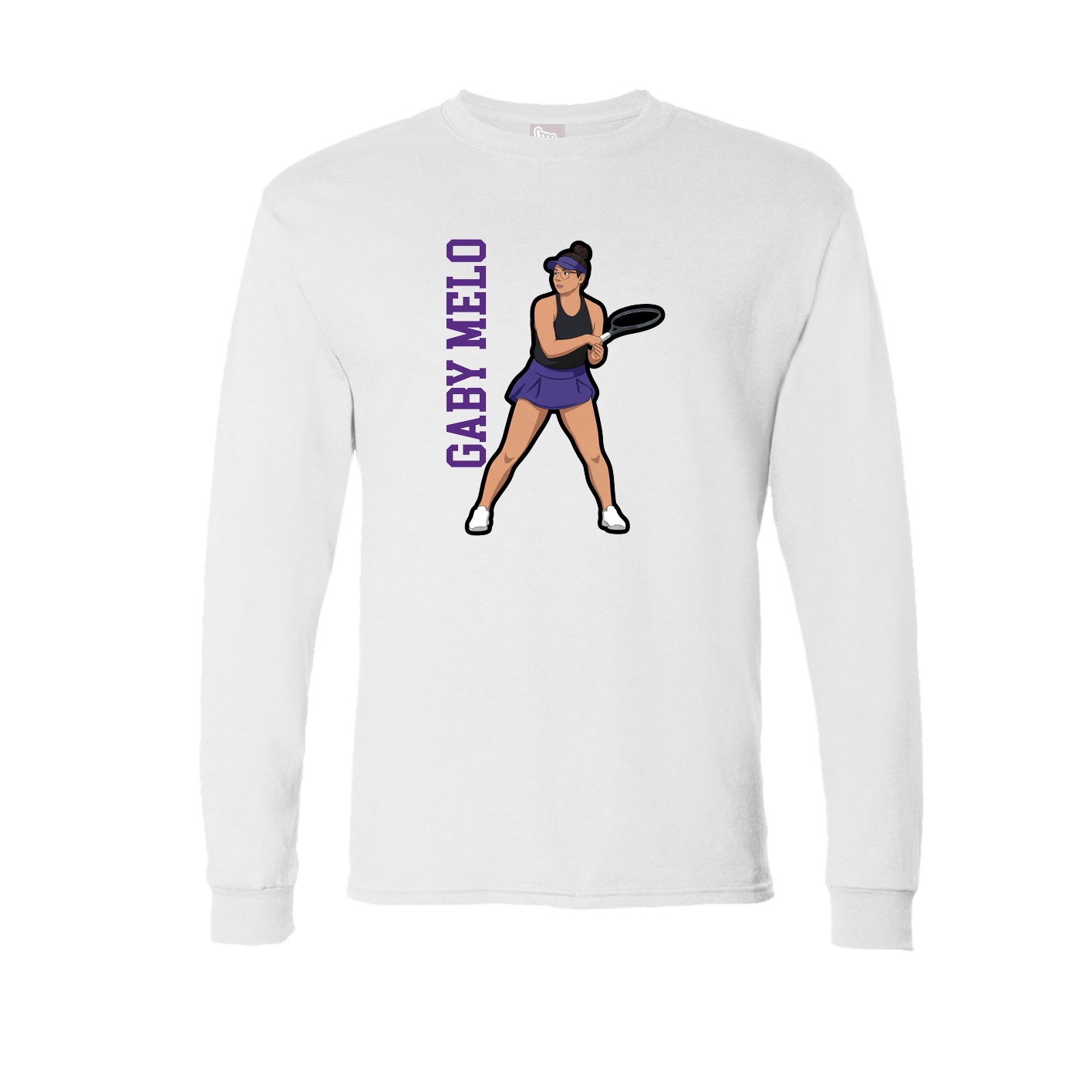 Long Sleeve Tee — Name Vertical in White