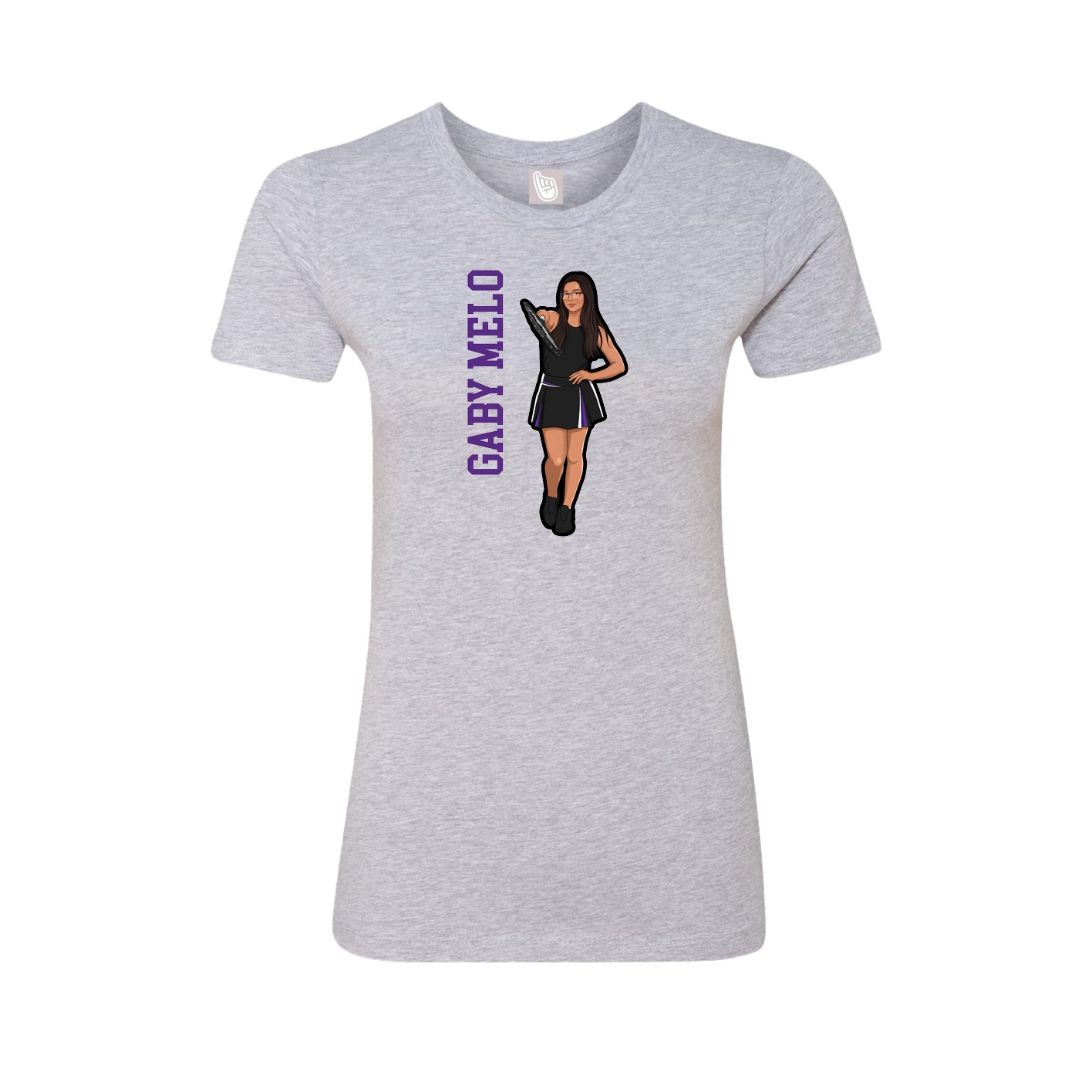 Womens Tee — Name Vertical in Grey