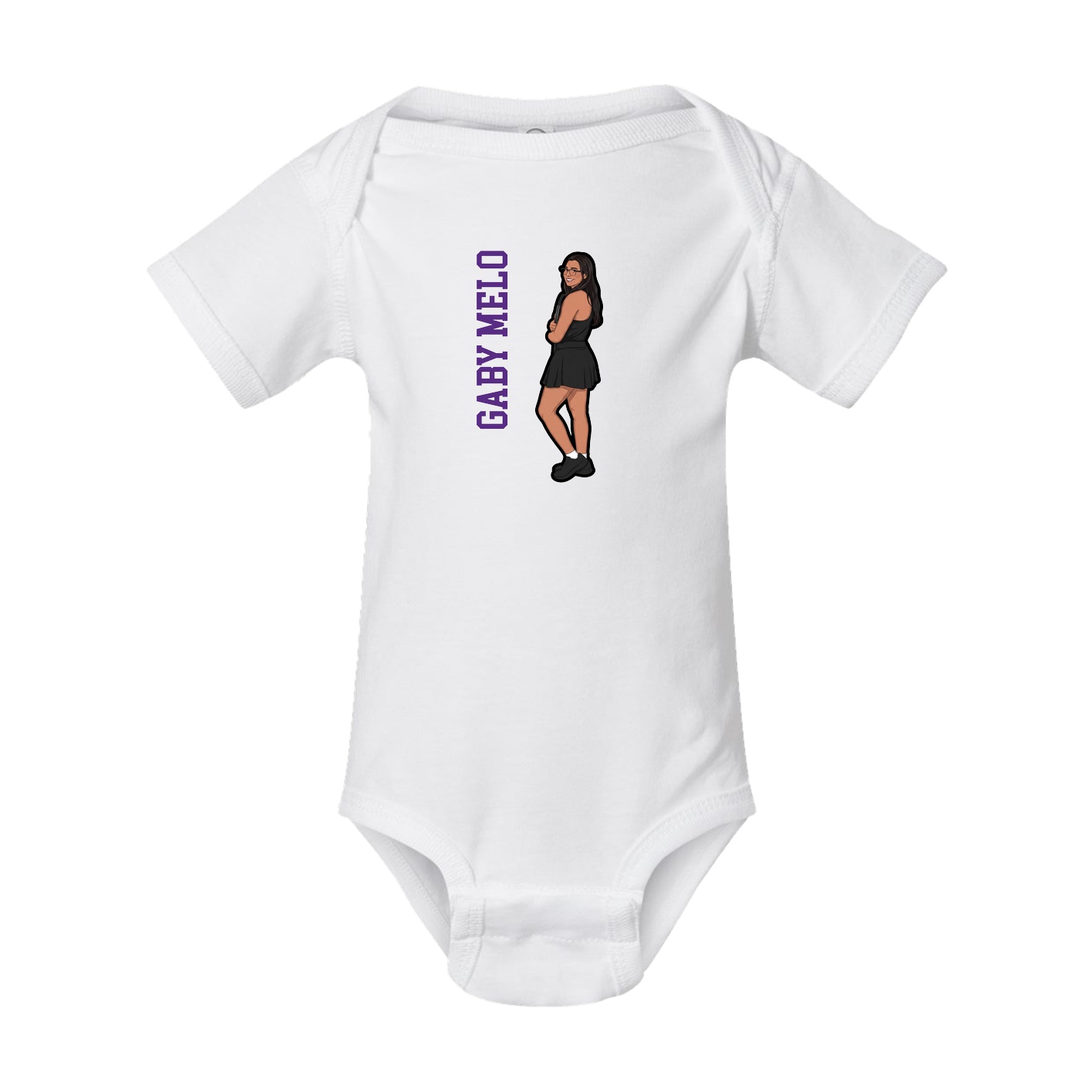 Baby Onesie — Name Vertical in White
