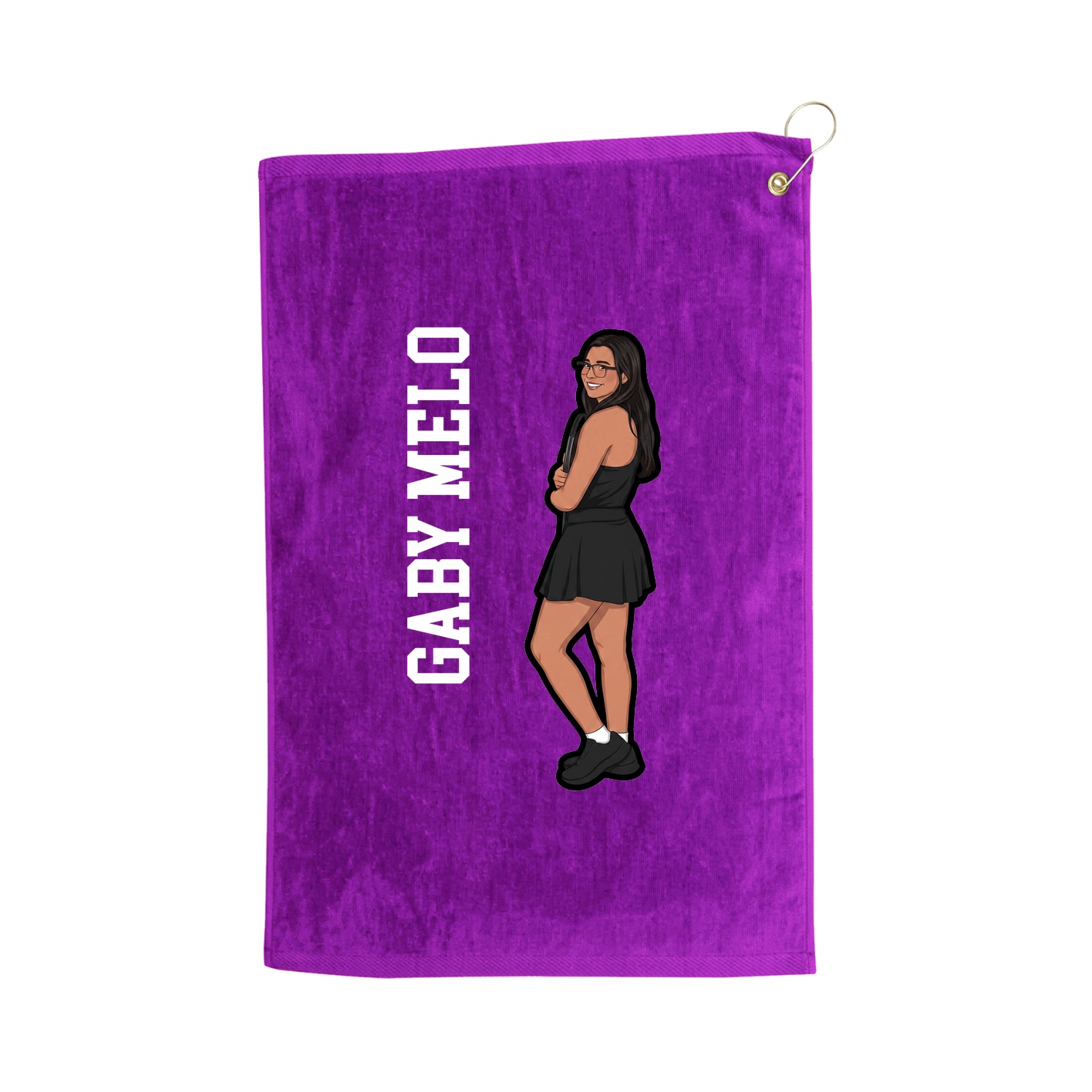 Golf Towel — Name Vertical in Purple