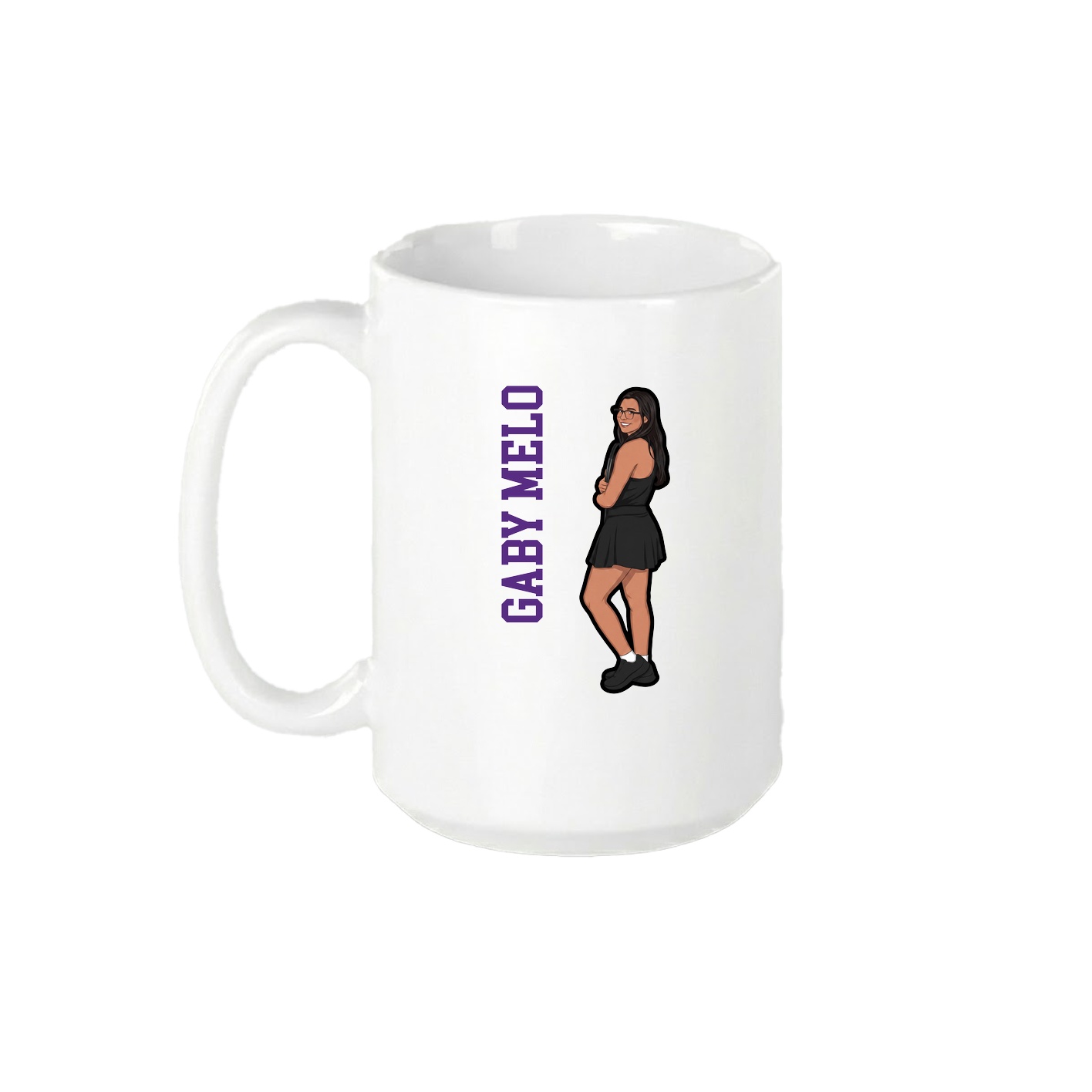 15oz Coffee Mug — Name Vertical in White