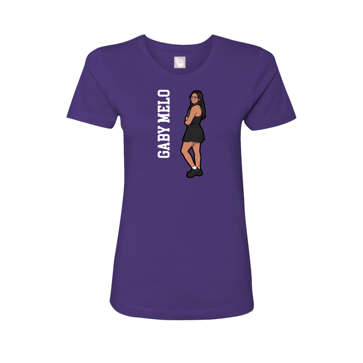 Womens Tee — Name Vertical in Purple
