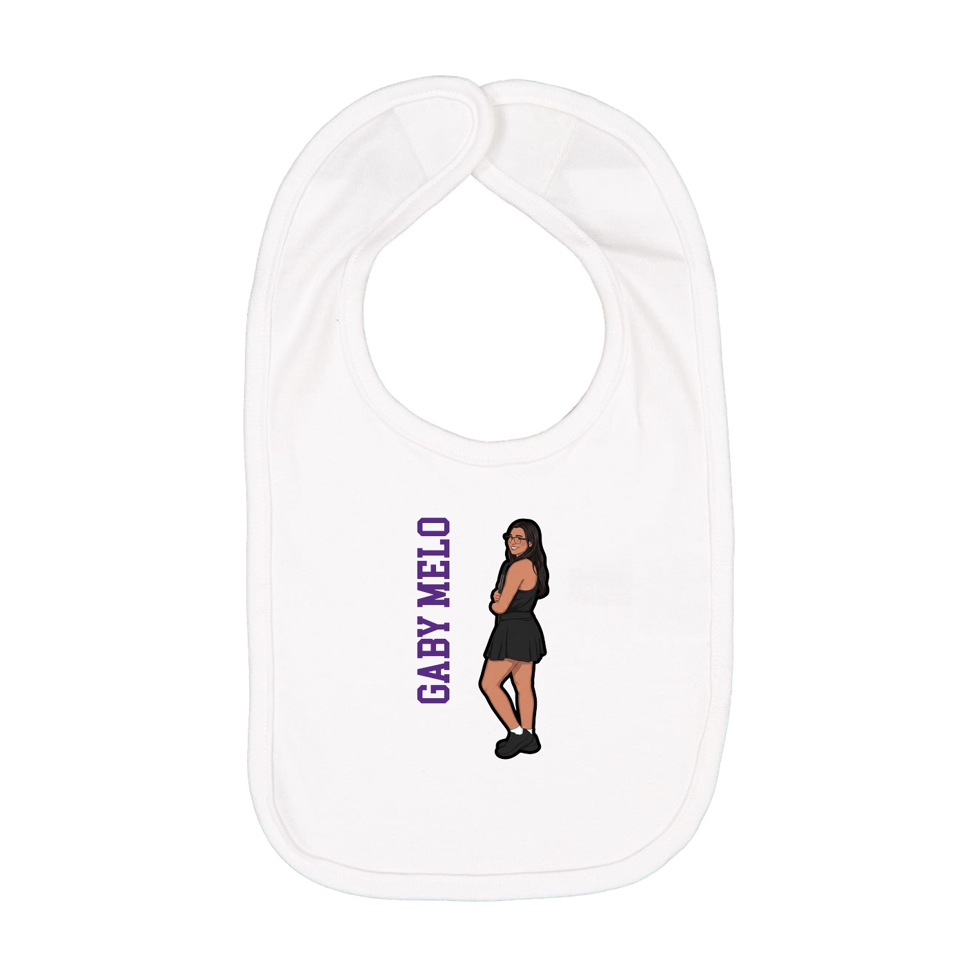 Infant Bib — Name Vertical in White