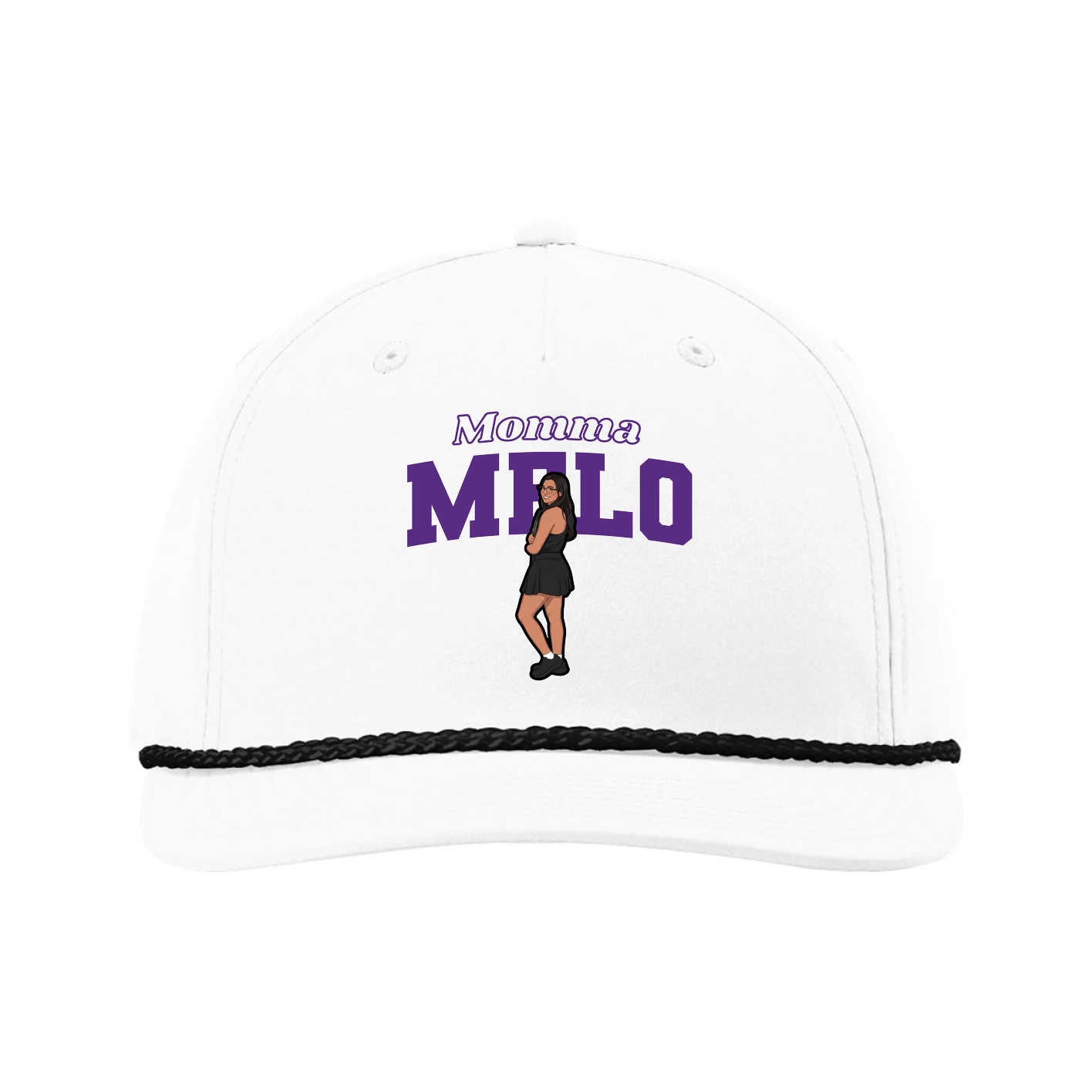 Five-Panel Classic Rope Cap — Mothers Day Block in White