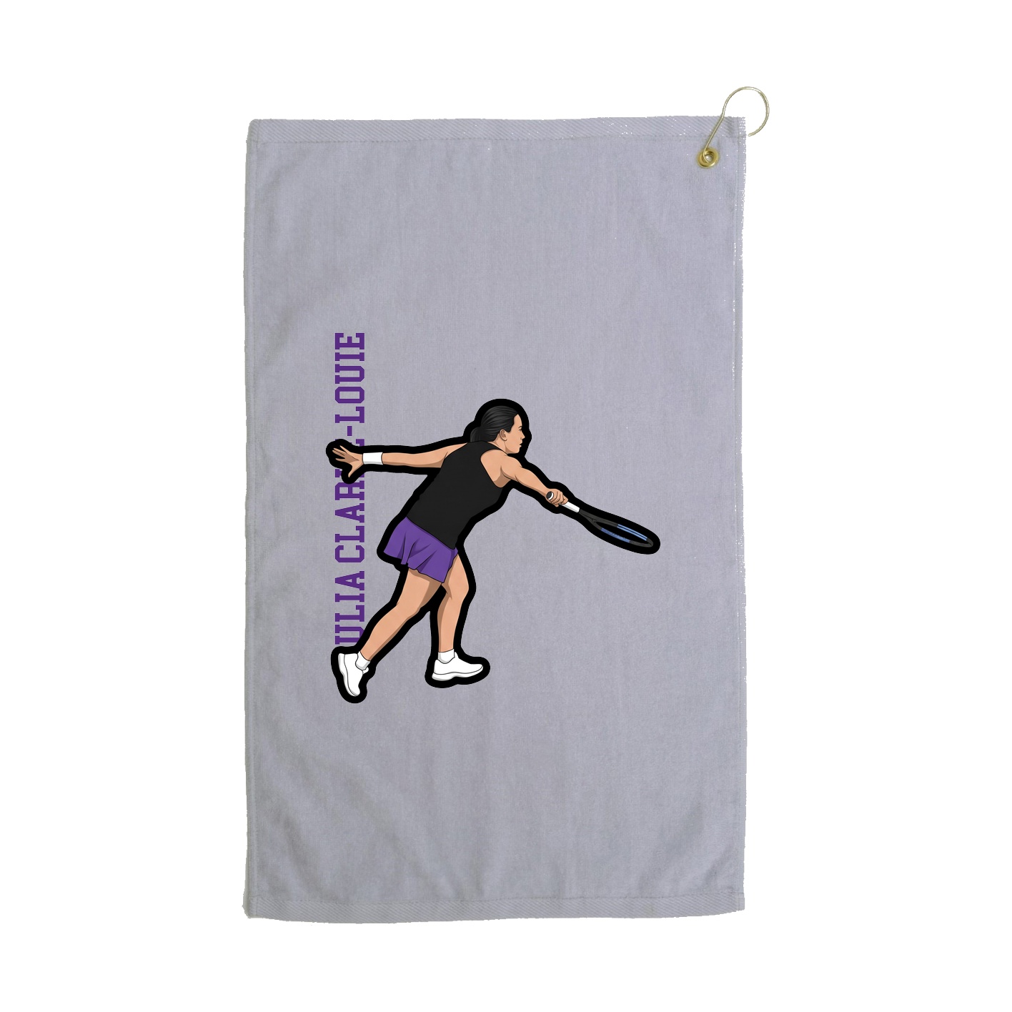 Golf Towel — Name Vertical in Grey