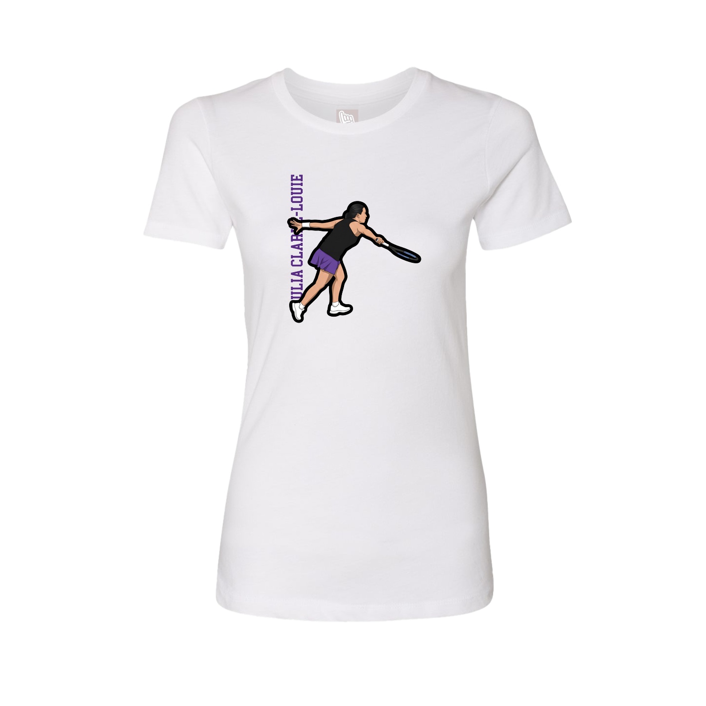 Womens Tee — Name Vertical in White