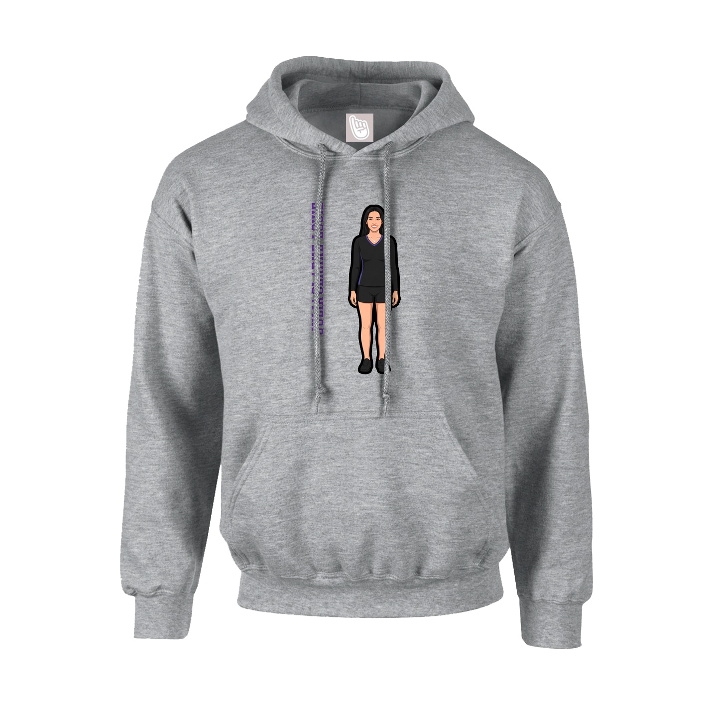 Hoodie — Name Vertical in Grey