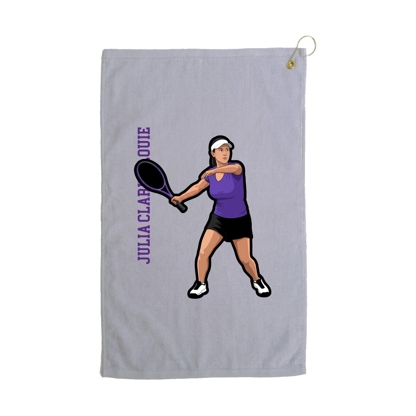 Golf Towel — Name Vertical in Grey