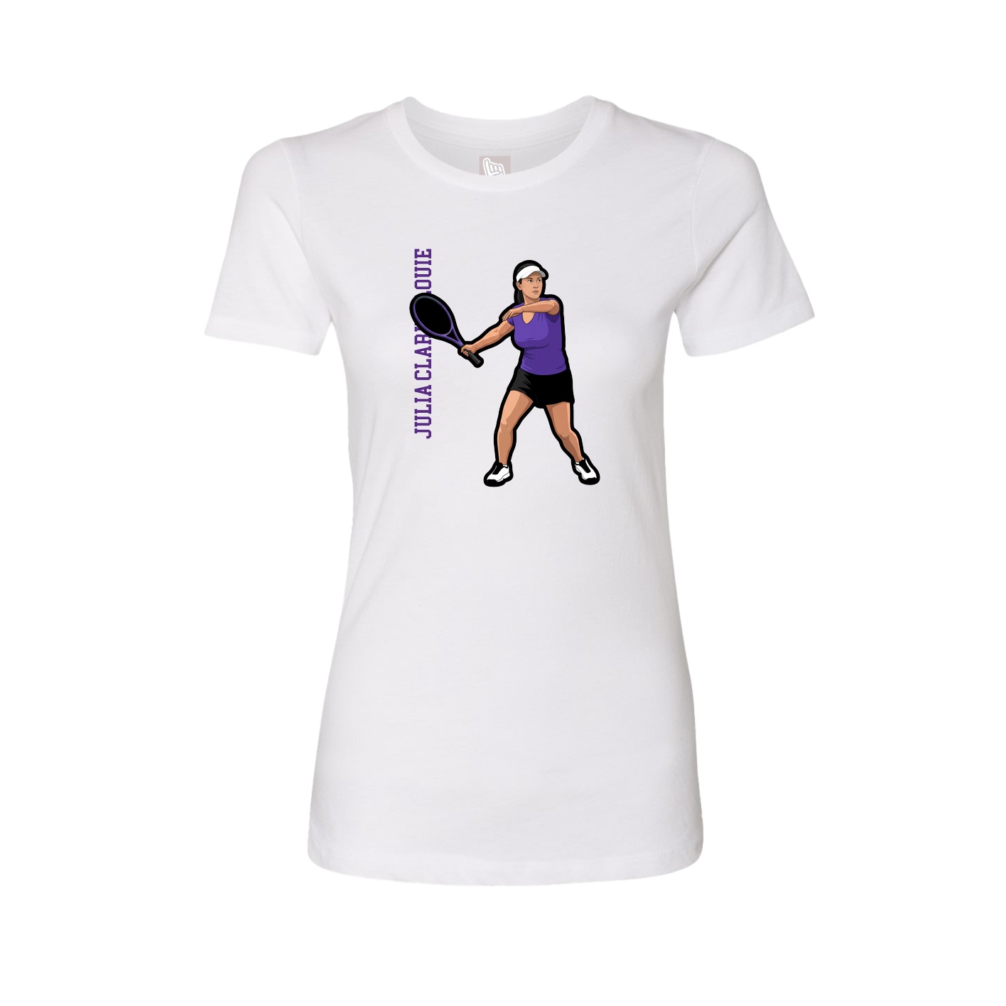 Womens Tee — Name Vertical in White