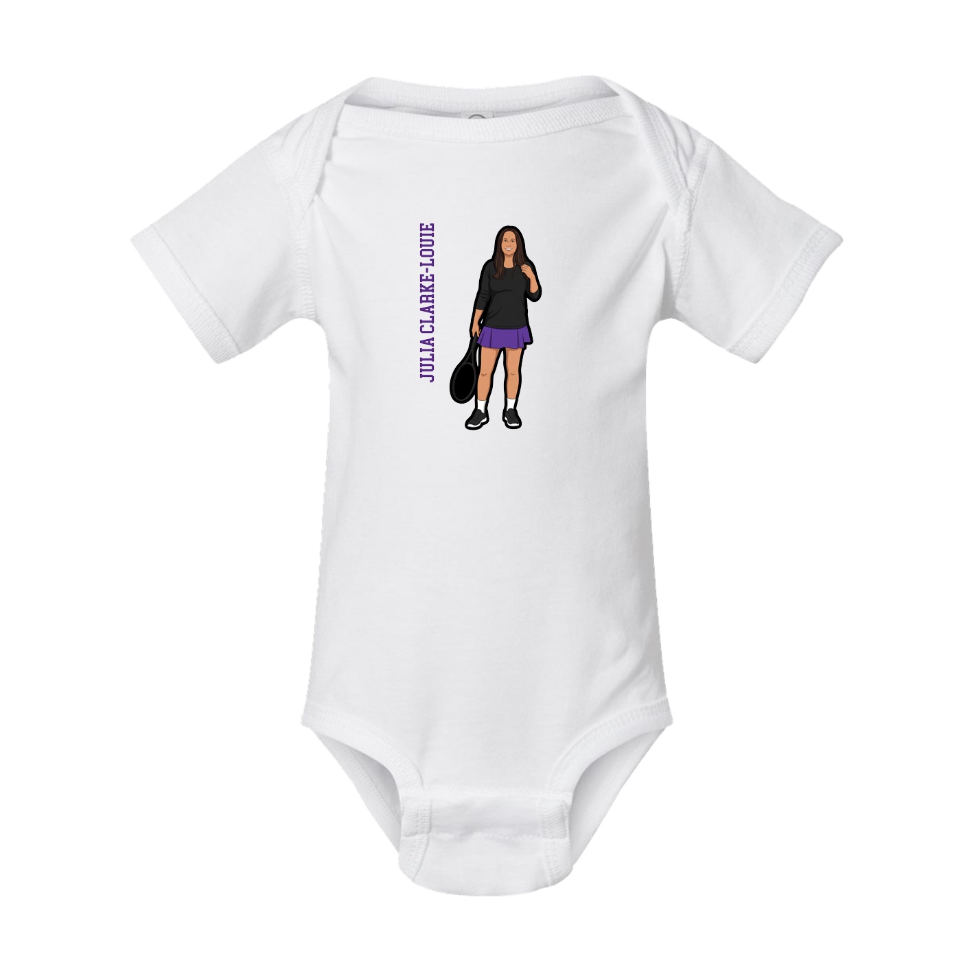 Baby Onesie — Name Vertical in White