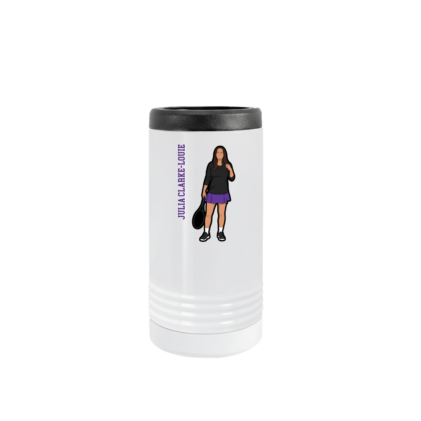 Slim Beverage Holder — Name Vertical in White