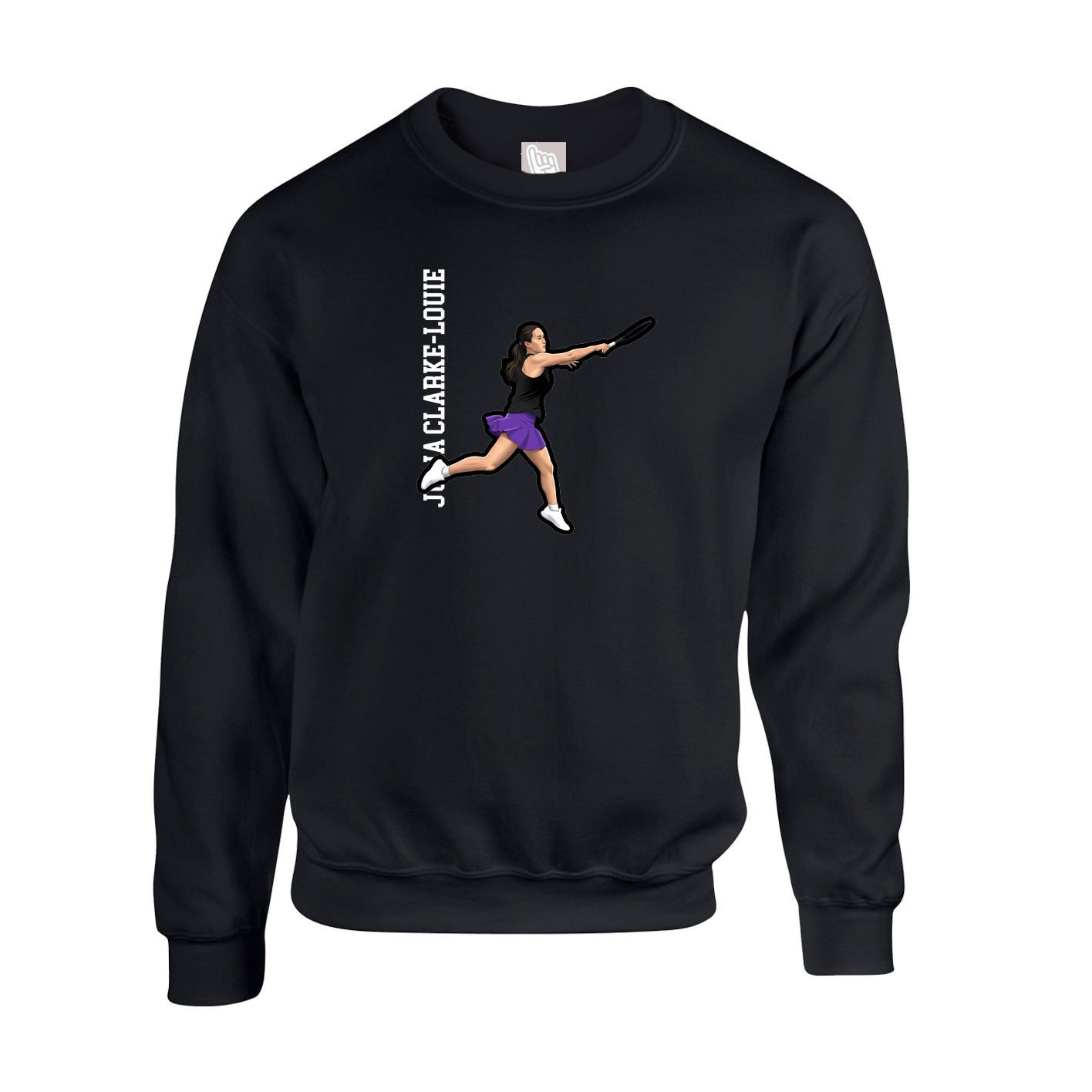 Fleece Crew — Name Vertical in Black