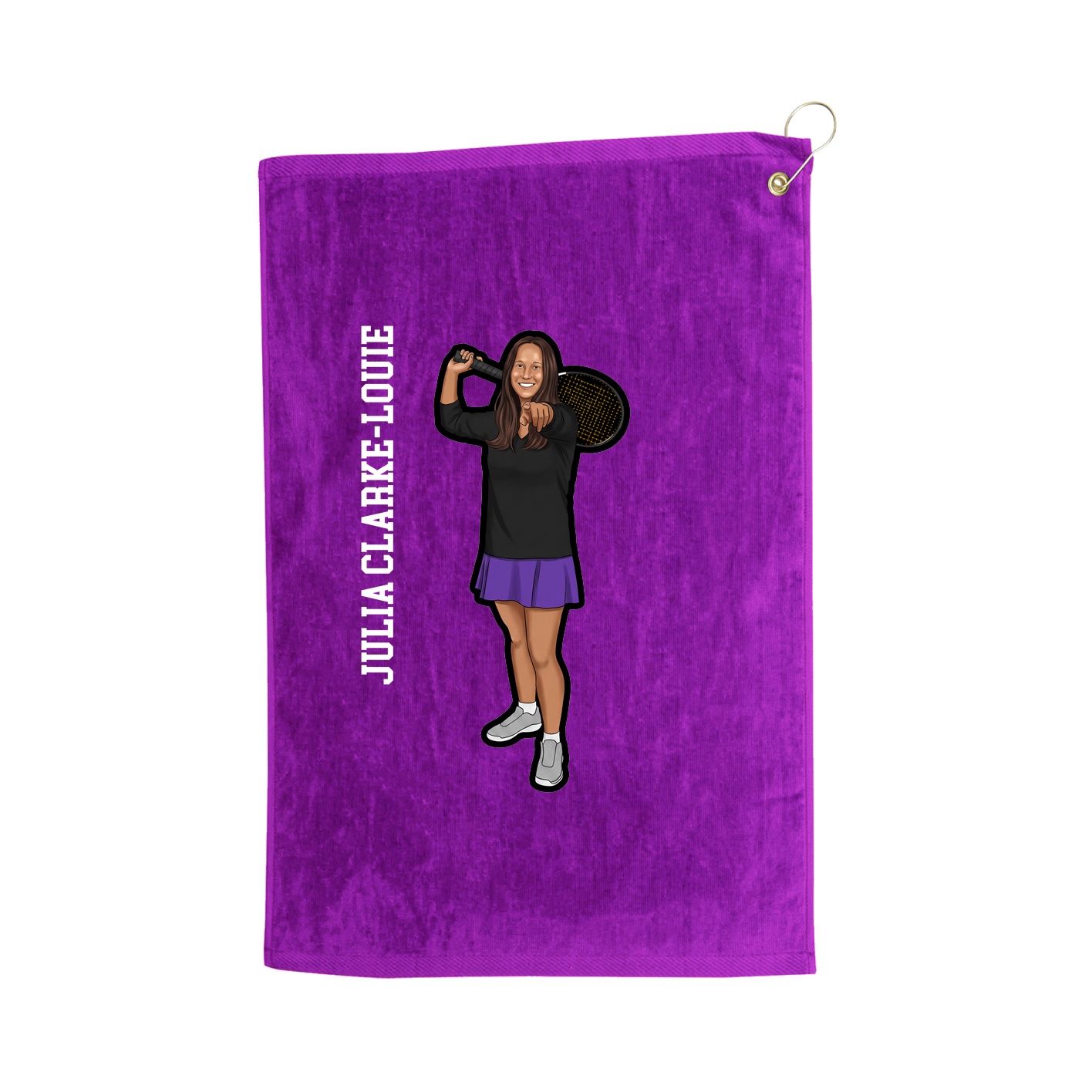 Golf Towel — Name Vertical in Purple